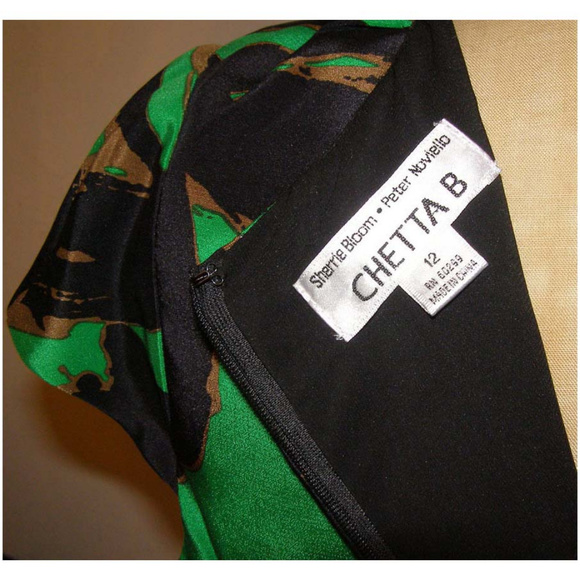 NWT gorgeous green floral print Chetta B dress 12 - Picture 6 of 8